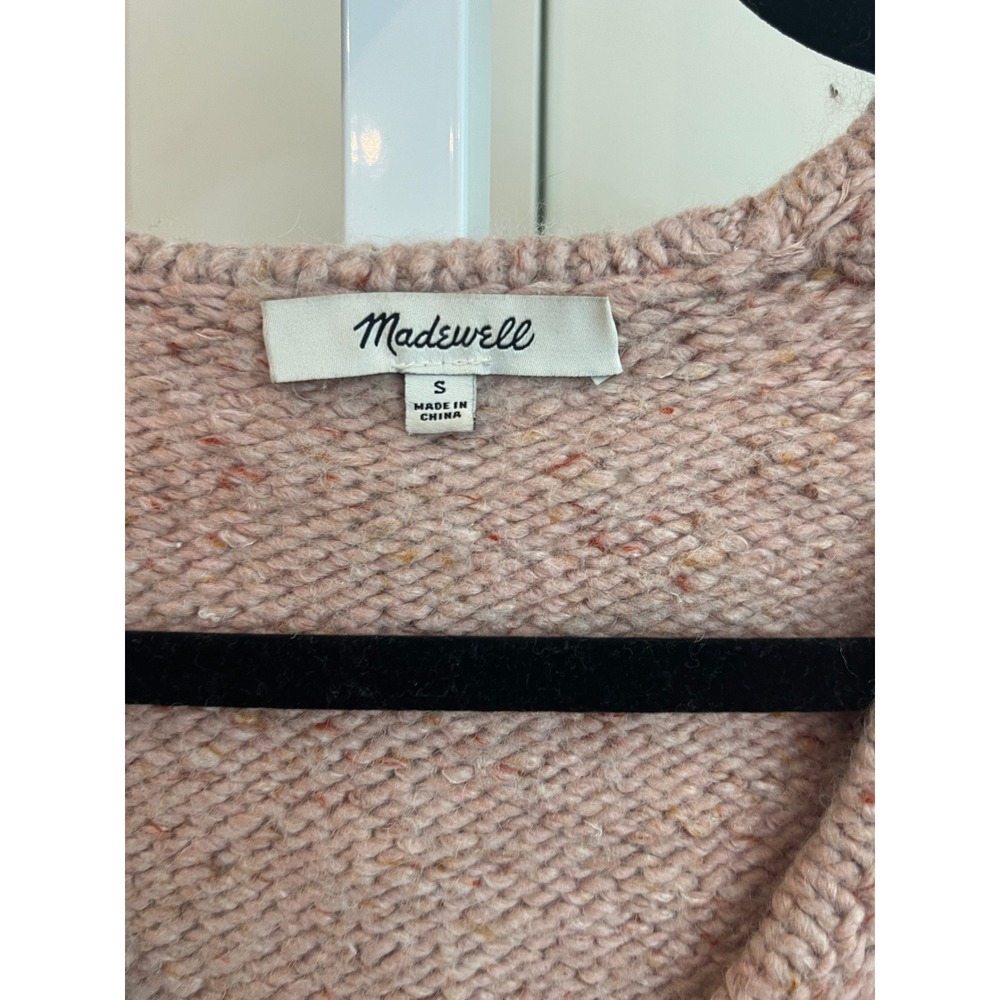 Madewell Beresford Wrap Front Pullover Sweater Marled Wisteria Wool Blend S - Picture 7 of 8